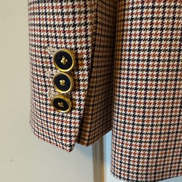 Tory Burch Checkered Blazer with Brown Collar - Picture 5 of 9